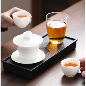 羊脂玉白瓷盖碗茶具一人饮套装